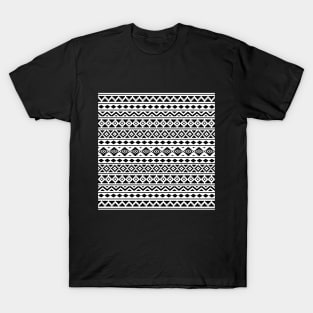 Aztec Essence Pattern II Black on White T-Shirt